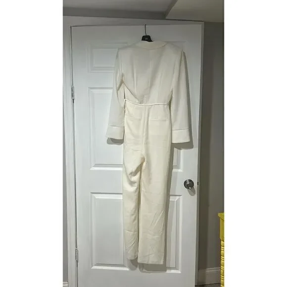 Cinq a Sept Ivory Holiday Macie Wrap Jumpsuit Size 6 - Picture 8 of 12